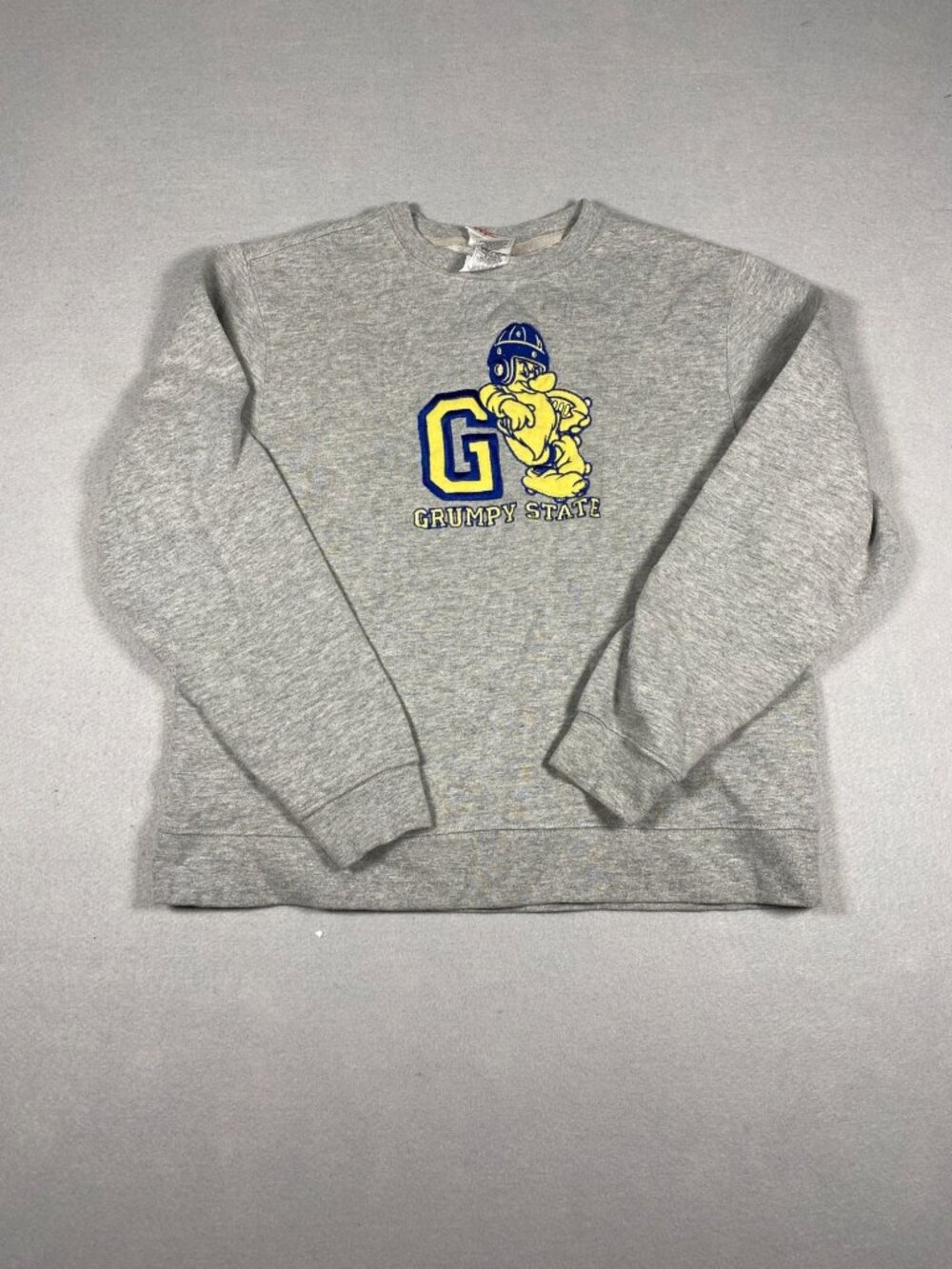 Vintage Disney Store Grumpy State Gray Sweatshirt Small Cotton Polyester Blend